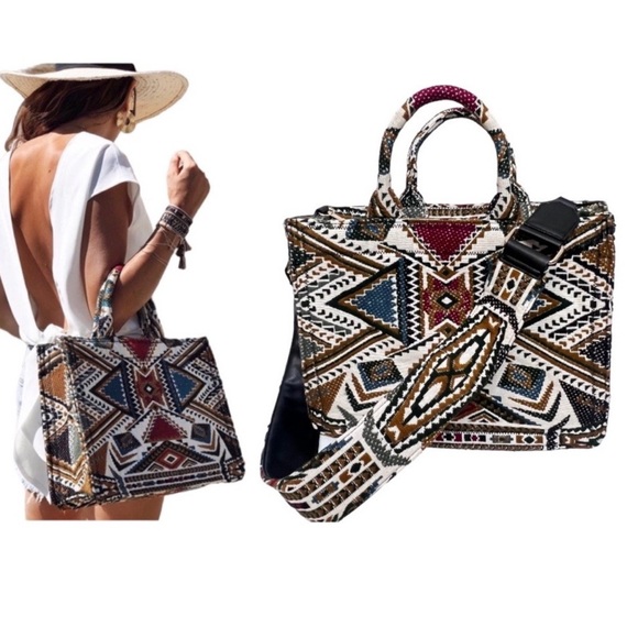 Zara Multicolor Geometric Pattern Bag - Picture 5 of 13